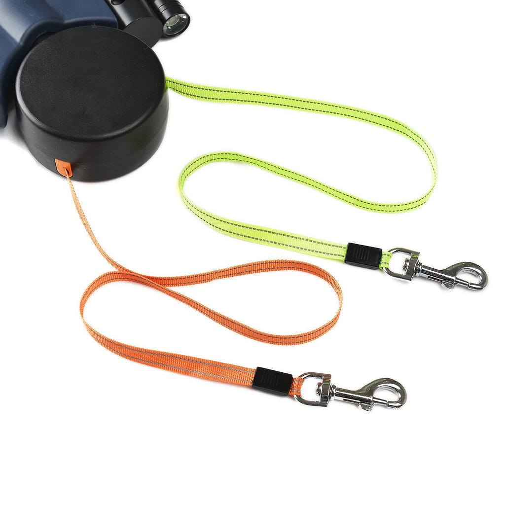 Dual Retractable Dog Leash with 360° Rotation, LED Light & Reflective Strips – 3m