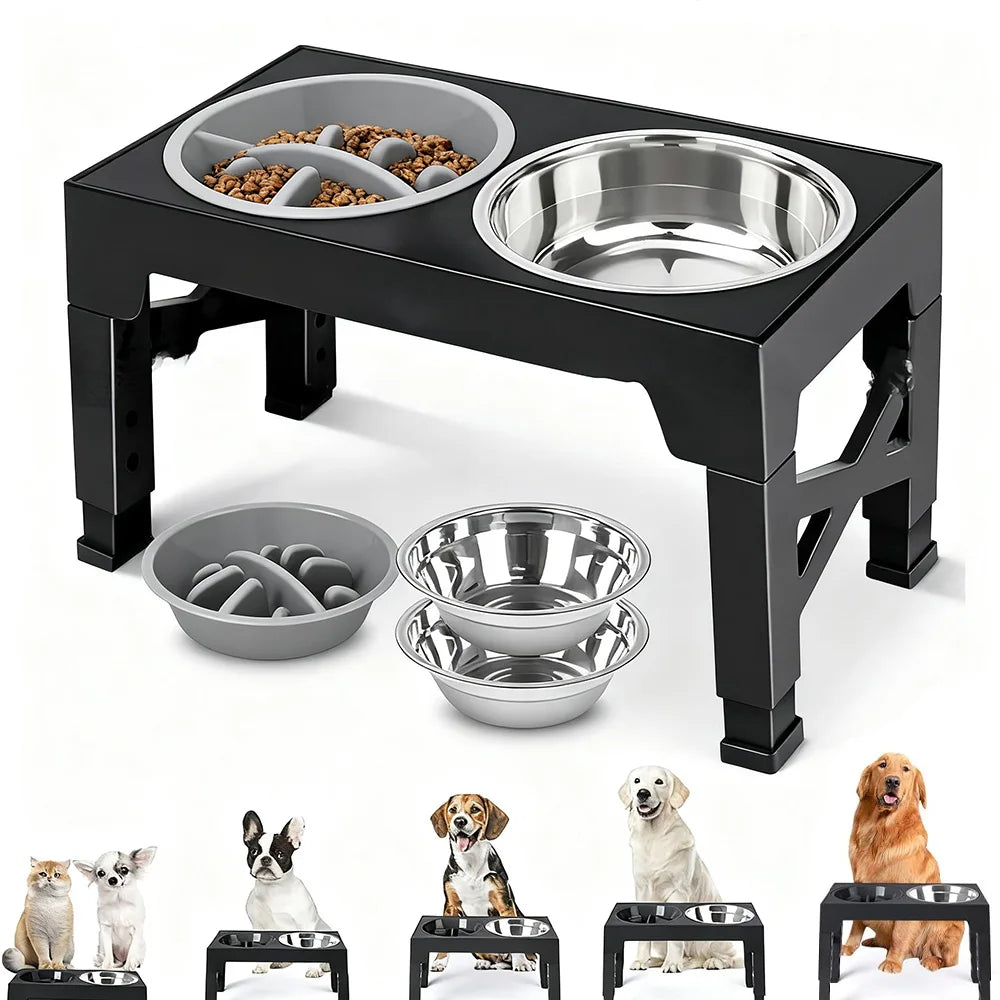 ElevatePaws™ Adjustable Raised Dog Feeder