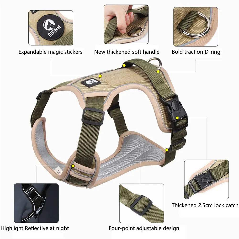 Dog Harnesses Pet Collar Labrador Army Reflective Adjustable Harness