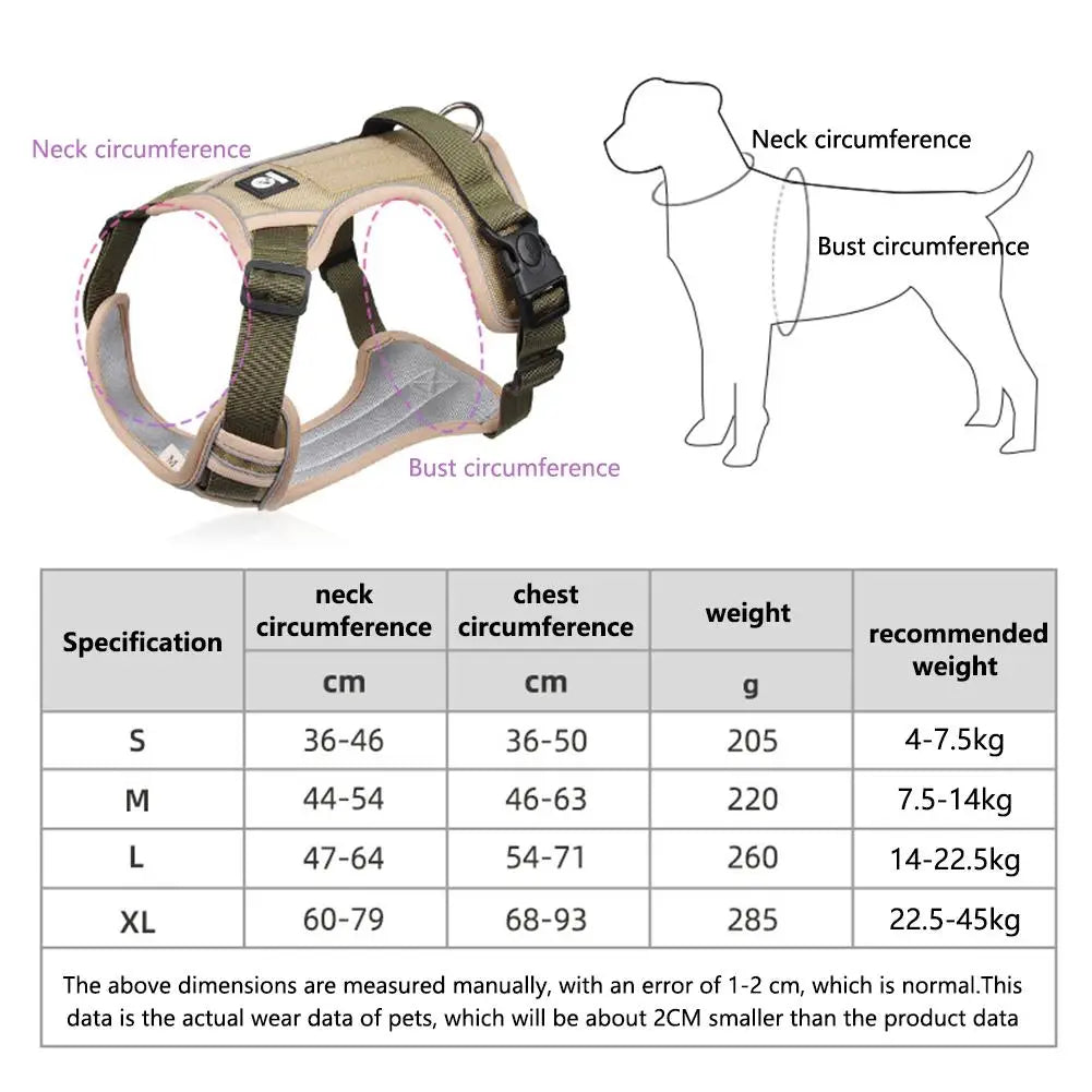 Dog Harnesses Pet Collar Labrador Army Reflective Adjustable Harness